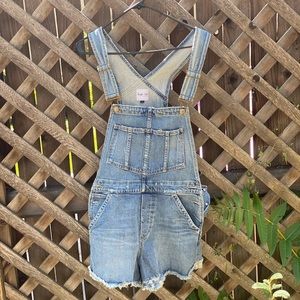 Joe’s Jeans X Taylor Hill denim overall shorts